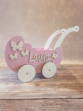 ДЕРЕВЯННАЯ КУКЛАЯ КОЛЯСКА ПРОГУЛКА ПРОИЗВОДИТЕЛЬ