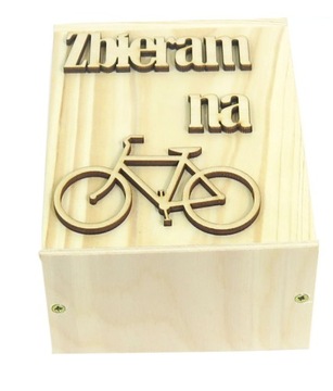 Skarbonka zbieram na rower decoupage dzieci AA6