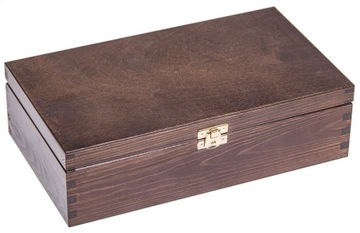 Drewniane PUDEŁKO 28x16cm DECOUPAGE pojemnik BRĄZ