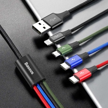 КАБЕЛЬ BASEUS FAST CABLE 3.5A 4in1 Lightning 2x USB C micro USB STRONG CABLE 1.2