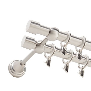 NOWOCZESNY KARNISZ PODWÓJNY SIMPLE CICHE KÓŁKA 19+19mm / 170cm