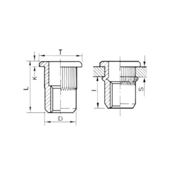 ЗАКЛЕПКА-ГАЙКА M6 ОЦИНКОВАННОЕ ПЛОСКОЕ КОЛЕСО 100 ШТ. РЕЗЬБА