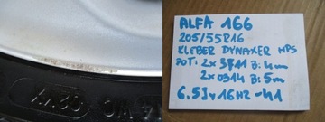 KOLA RÁFKY PNEUMATIKY ALFA ROMEO 166 R16 4MM