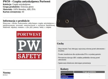 PORTWEST PW59 CZAPKA ANTYSKALPOWA HEŁM LEKKI