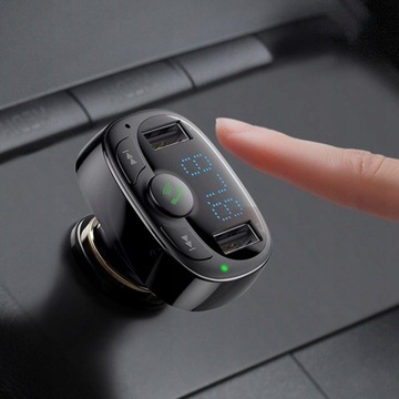 BASEUS TRANSMITER ŁADOWARKA 2xUSB FM BLUETOOTH CZYTNIK KART MICRO SD MP3