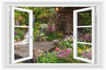 ОКНО СТЕНА СТЕНА 3D САД ПЕРГОЛА ЦВЕТЫ 150x100