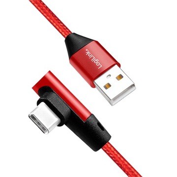 USB Type C «папа» к USB Am КАБЕЛЬ УГОЛ КРАСНЫЙ