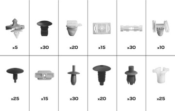 НАБОР АВТОМОБИЛЬНЫХ ЗАЖИМОВ NEO ДЛЯ VOLKSWAGEN 255 ШТ. ОРГАНИЗАТОР 11-963
