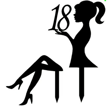 TOPPER NA 18-stkę, urodziny,kobieta,czarny,tort