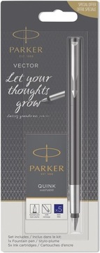 Pióro wieczne PARKER Vector czarne + naboje 5 szt