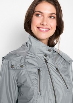 Женское серое классическое пальто с капюшоном, размер 44.