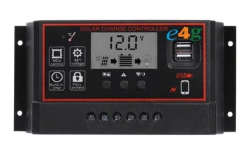 Solarny regulator ładowania akumulatorów 12V 24V kontroler10A z USB panele
