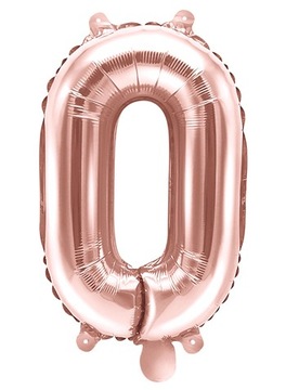 BALON FOLIOWY CYFRA 0 GOLD ROSE RÓŻOWY ZŁOTY 35cm