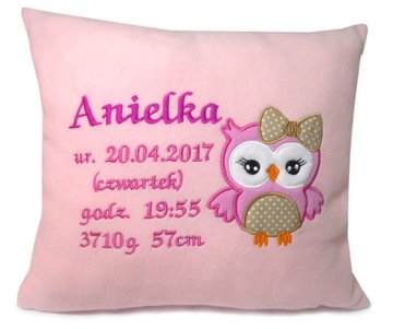 PODUSZKA metryczka na prezent mikołaja pod choinkę