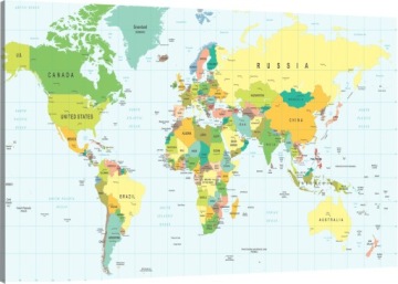 Картинка карта мира на польском языке, подборка узоров 120х80.