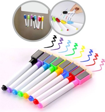 Маркеры сухого стирания с магнитом, 8 маркеров ЦВЕТА