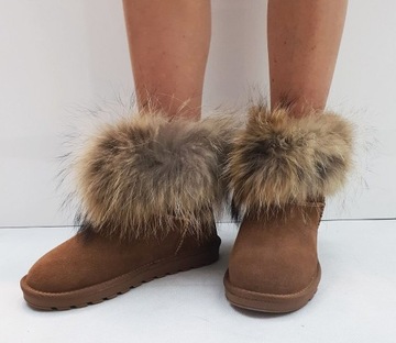 КОРИЧНЕВЫЕ КОЖАНЫЕ СНЕЖНЫЕ БОТИНКИ EMU НА МЕХЕ 37