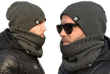 MODNY ZIMOWY ZESTAW CZAPKA BEANIE + KOMIN TUBA W7