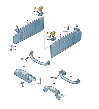 РУЧКА СОЛНЦЕВОГО КОЗЫРЕКА SEAT VW SKODA