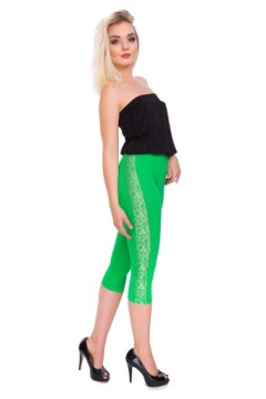 3/4 LEGGINSY KORONKOWE LAMPAS ZIELONE L LPL3/4