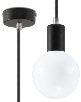 Lampa Wisząca EDISON Czarny Zwis Sznur LED SOLLUX