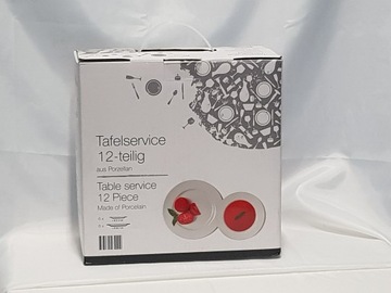 KOMPLET TALERZY PORCELANOWYCH 12 ELEMENTÓW