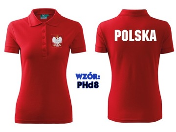 Koszulka Polo KIBICA POLSKA ORZEŁEK damska haft xS