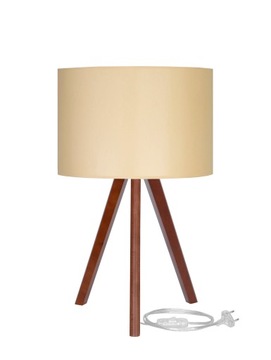 LAMPA TRÓJNÓG STOŁOWA NOCNA BIURKOWA DREWNO ABAŻUR