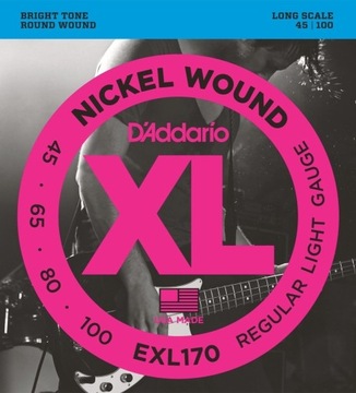 Struny do gitary basowej D'addario EXL170 45-100