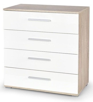 DUŻA KOMODA BIAŁA DĄB SONOMA SZAFKA SZUFLADY SALON