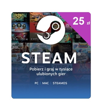 STEAM 25 zł Karta Podarunkowa - doładowanie, konto, wallet