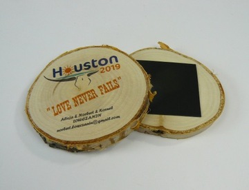 Деревянный магнит на холодильник с сувенирной печатью 100 шт.