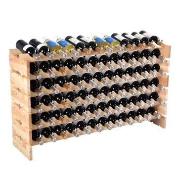 DREWNIANY REGAŁ STOJAK NA WINO 72 BUTELKI