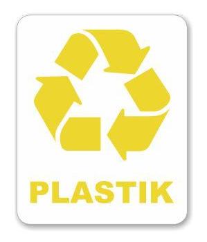 Naklejka PLASTIK KOSZ na ŚMIECI segregacja 15 cm