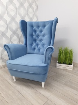 КРЕСЛО УСЗАК В СКАНДИНАВСКОМ СТИЛЕ ДЛЯ ГОСТИНОЙ - СИНИЙ