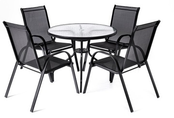 САДОВАЯ МЕБЕЛЬ ТЕРРАСНЫЙ КОМПЛЕКТ СТЕКЛЯННЫЙ СТОЛ 4K