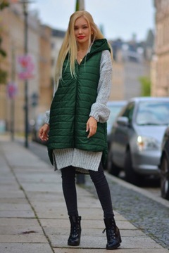 Стеганый жилет с удлиненным капюшоном сзади L/XL