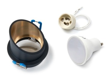 ZESTAW OPRAWA HALOGENOWA CZARNA + LED 5W + GU10