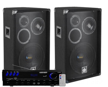 ZESTAW KOLUMN 800W + WZMACNIACZ BLUETOOTH KABLE