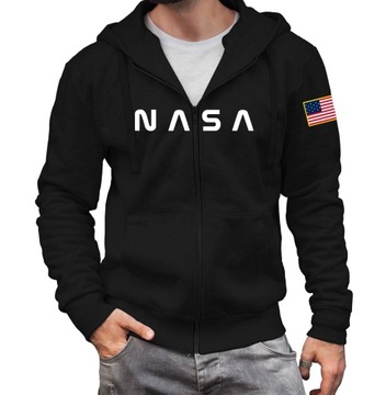 Bluza NASA męska z kapturem ROZPINANA, CZARNA XL