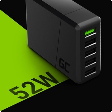 Сетевое зарядное устройство Green Cell GC ChargeSource 5 мощностью 52 Вт с функцией быстрой зарядки