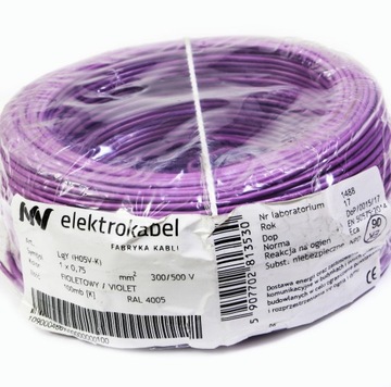 100m Przewód jednożyłowy kabel 1x0,75 linka LGY 1 x 0,75mm fioletowy