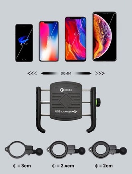 НАВИГАЦИОННАЯ РУЧКА ДЛЯ МОТОЦИКЛА USB QC 3.0 ALU