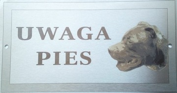 Tabliczka nierdzewna -UWAGA PIES - AMSTAFF PITBULL