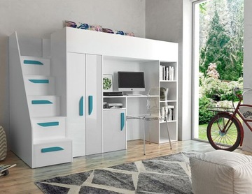 PARTY 14 двухъярусная кровать в мезонине с лестницей