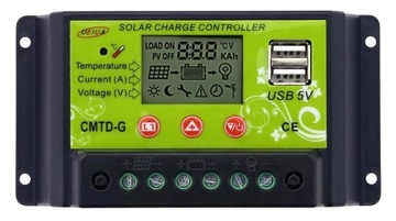 REGULATOR ŁADOWANIA LCD 20A 12V/24V PWM USB SOLAR