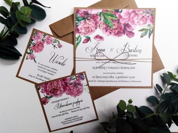 СВАДЕБНЫЕ ПРИГЛАШЕНИЯ Цветы в стиле бохо в деревенском стиле, конверт