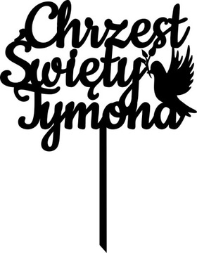 CZARNY TOPPER NA TORT CHRZEST ŚWIĘTY IMIĘ GOŁĄBEK