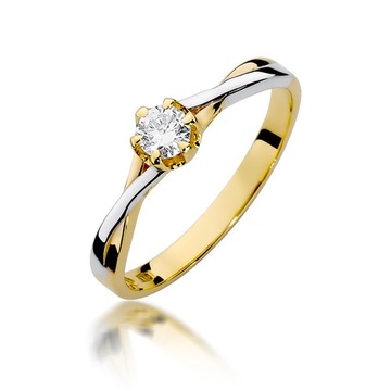 Dwukolorowy Pierścionek Zaręczynowy-BRYLANT-0,23ct GRAWER