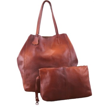 TOREBKA SKÓRZANA WOREK 2W1 SHOPPER KOSMETYCZKA